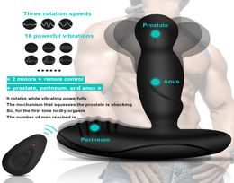 360 Rotate Heating Vibrator Butt Plug Prostate Massage Double Motors Anal Toys for Men Remote Control Sex Products MX2004226905699