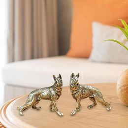 Decorative Figurines Brass Dog Figurine Animal Sculpture Decor Animals German Shepherd For Book Shelf Desktop Bedroom El Home