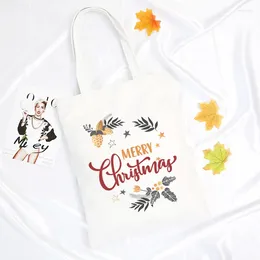 Shopping Bags Christmas Carnival Cartoon Cute Letter Shoulder Harajuku Large Women Bag Casual Messenger Ins Fashion Handbag Purse