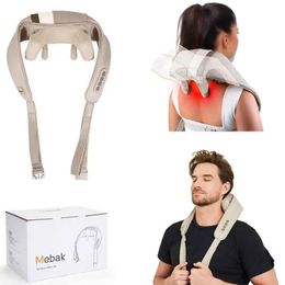 Mebak N1 Massager For Neck and Cervical Shoulder With Heating Massage Pillow for Back Legs Waist Muscle Kneading Massage Shawl 240430
