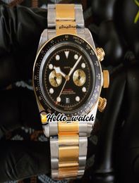 41mm Heritage M79363N0001 79363 Watches Miyota Quartz Chronograph Mens Watch Black Dial Stopwatch Two Tone Gold Steel Bracelet Sp9304553