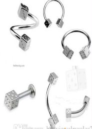 50pcslot mix 810mm Body Piercing Jewelry stainless steel dice nose ring horseshoe ring4259020