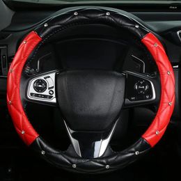 Steering Wheel Covers Diamond Inlaid Car Cover With Leather Embossing Fashionable And Suitable For Diameter Of 38cm