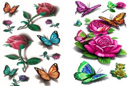 3D stereo waterproof tattoo stickers alphabet rose flower pattern sexy chest waist6001103