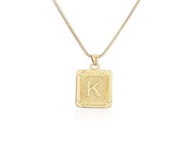 New copper plated real gold hip hop Necklace square 26 English capital letters pendant cast on both sides18650413181927