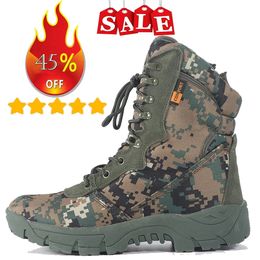 Outdoor training mens military tactical boots high top desert army shoes camouflage combat hunting climbing robots hiking shoes 240429