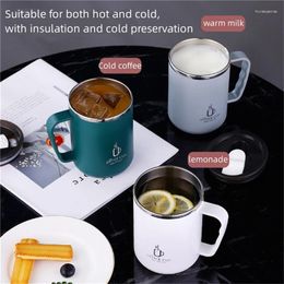 Mugs Stainless Steel Coffee Cup Mug With Lid Insulated Double Wall Tumbler Handle Heat-resistant Drinkware