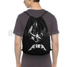 Backpack Kirk-White Stencil Drawstring Bag Riding Climbing Gym Kirk HammeJames Guitar Guitarist Ride The Lightining