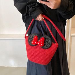 Evening Bags Women Small Bucket Bag Designer Straw Woven Purses And Handbags Crochet Knitting Female Crossbody Shoulder Side Ladies Holiday