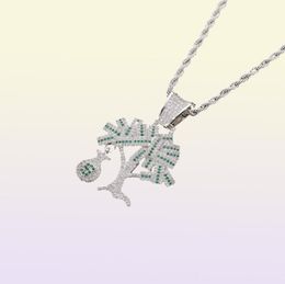 Hip Hop Gold Silver Color Cubic Zircon US Dollar Money Tree Pendant Necklace For Men Bling Jewelry43372906358544