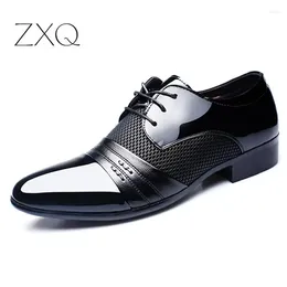 Dress Shoes Men Business Flats Breathable Patent Leather Classic Formal For Fashion