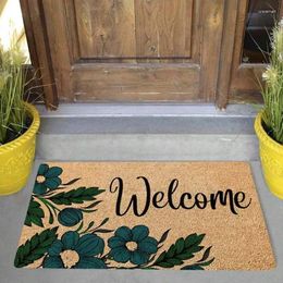 Carpets 1Pc Plant Print Welcome Mat Non Slip Area Rugs On Both Sides Easy To Clean Floor Rug Indoor Outdoor Home Decorations Carpet
