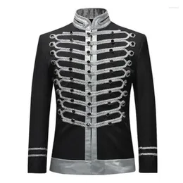 Men's Suits Blazers Single-breasted Suit Jacket Military Style Stage Clothes Fashion Theater Costume Party Black White