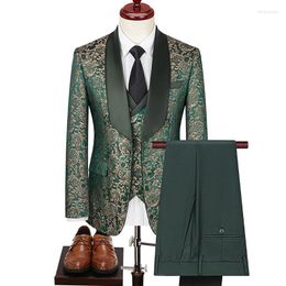 Men's Suits Spring 2024 Cross-border Plus-size Jacquard Suit Wedding Dress Groom Mens 3 Piece Men Clothing