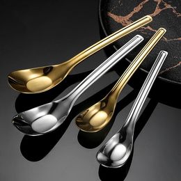 Tea Scoops S/M Stainless Steel Korea Soup Spoons Home Kitchen Ladle Capacity Gold Silver Mirror Polished Flatware For Coffee Tableware