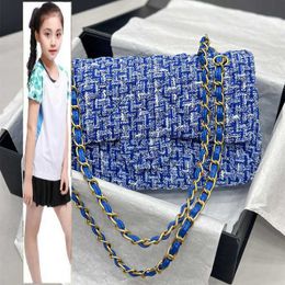 Kids Bags Luxury Brand CC Bag Womens Designer Blue Tweed 1112 CF Shoulder Bags GHW Crossbody Handbags Classid Double Flap Quilted Rectangular Purse Multi Pochette Pu