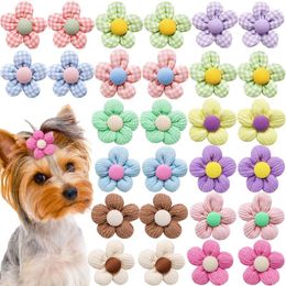 Dog Apparel 10PCS Flower Shape Pet Hair Accessories For Dogs Cats Decoration Flowers Rubber Bands Bulk Puppy Grooming