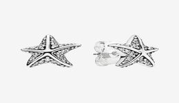 Authentic 925 Sterling Silver Sparkling Starfish Stud Earring Summer Jewellery for Women Girls Gift Earrings with Original box8942260