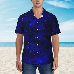 Men's Casual Shirts Bule Galaxy Shirt Stars Print Elegant Hawaii Mens Short Sleeves Vacation Stylish Pattern Oversized Blouses