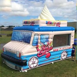 4mWx3mLx3.5mH (13.2x10x11.5ft) Customized mobile portable giant inflatable ice cream truck stand pop up car tent for advertising