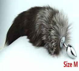 Size M 34mm80mm Stainless steel Anal Plug Fox Tail Animal RolePlay Cosplay Butt Plug Adults Sex Products Sex Toys For Men Women q6445075