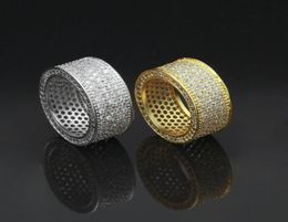 mens rings hip hop Jewellery Zircon iced out stainless steel rings luxury gold plated for Men Copper Jewellery whole BlingBling Ri6271699