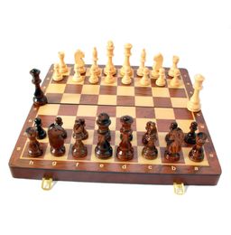 Top Grade Wooden Folding Chess Set 4545cm Extra Large Size Handwork Solid Wood Pieces Walnut Chessboard4882120