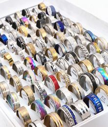 Whole 100pcslot STAINLESS STEEL RINGS Mix Styles lovers couple ring for Men Women Fashion Jewelry Party Gifts wedding band Br5568423
