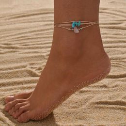 Anklets Bohemian Fashion Minimalist Acrylic Gravel Multi-Layer Adjustable Ankle Chains For Women Summer Beach Vacation Jewellery