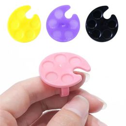 Mini Nail Art Color Palette Cute Round/Footprint Design Finger Ring Mixing Color UV Gel Painting Palette Manicure Nail Tools