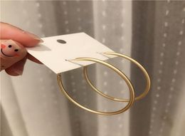 Large Hoop Sterling Silver Gold Earrings for Female Simple Metal Circles Silver Pin Party Girl Decor Diameter 4cm 55cm3018173