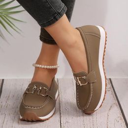 Casual Shoes 2024 Womens Vulcanised Metal Chain Girls Fashion Thick Sole Slip-On Sports