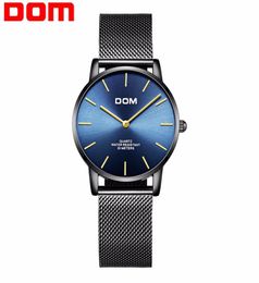 DOM Ladies Bangle Watches Top Brand Luxury Women Watch Waterproof Leather Quartz Wrist Watch Blue Dial for Women G36BK2MT9964234