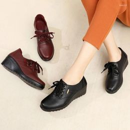 Casual Shoes Spring Autumn Women's Single Wedge Platform Work Footwear For Women Soft Sole Comfortable Leather Sneaker Non-slip Loafers