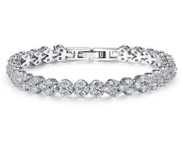 Luxury Austria Shining Crystal Tennis Bracelets Genuine 925 Sterling Silver Charms Zircon Diamond Roman Link Bracelet Jewellery 5 pc7632277