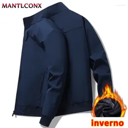 Men's Jackets Fleece Lined Solid Color Winter Jacket Autumn For Men Parkas Windbreak Thermal Warm Luxury Coat 3XL