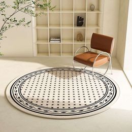 Black and White Plaid Crystal Velvet Carpet Circular Dirt Resistant Easy to Maintain Non Slip Household Cool Insulation