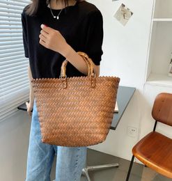 Evening Bags Bamboo Top Handle Woven Handbag Women Handmade Rattan Bag Lady Summer Straw Beach Travel Weaving Tote Female Shopping3524952