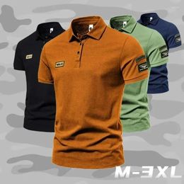 Men's Polos 2024 Summer High Quality T-shirts Solid Colour Lapel Slim Street Outdoor Sports Short Sleeve POLO Shirt