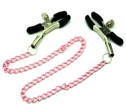 Adult Products Bondage Nipple Clamps Sex Chain Toys Stainless Steel Sexy Black Nipples With Silica gel pad1830066