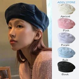 Berets Thin Flattened Double Bow Embellishment Beret Woman Spring/summer Quick Drying Adjustable Painter's Hat