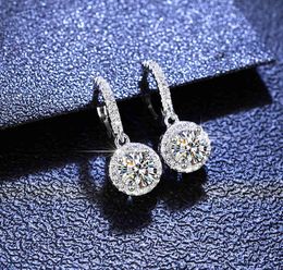 Round Brilliant Cut 1 Diamond Test PastColor Princess Moissanite Silver 925 Original Big Gemstone Earrings7258156