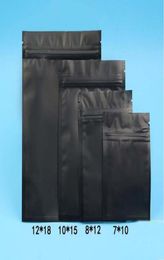 1000pcs 12X18CM 1218cm black Colour Metallic Mylar zipper bags flat bottom Black Aluminium foil small zipper plastic bags2003804