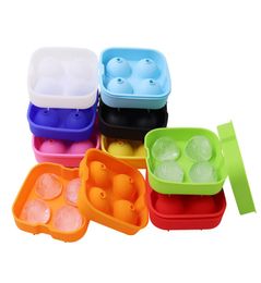 Silicone Ice Ball Mould Bar Four Hole Cube Tray Party Whiskey Cocktail Cold Drink Candy6465285