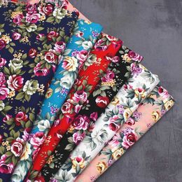 Fabric Printed Floral Fabric Pure Cotton Large Ethnic Style Dark Thin Sewing Dress Clothes by Half Meter d240503