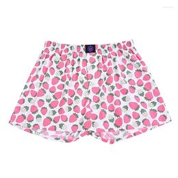 Underpants Pure Cotton Panties Pink Strawberry For Men And Women Pattern Comfortable Breathable Shorts Home Leisure