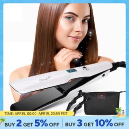 CkeyiN 44mm Tourmaline Ceramic Hair Straightener LCD Display Fast Heating Flat Iron Adjustable Temperature Straightening 240423