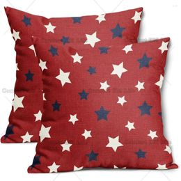 Pillow Red 4th Of July Throw Covers Set 2 Independence Day Decorative Pillowcases Patriotic American Blue Stars Cover