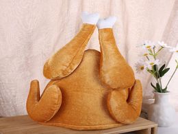 Plush Roasted Turkey Hats Decor Hat Cooked Chicken Bird Secret For Thanksgiving Costume Dress Up Party dhl fast 9730264