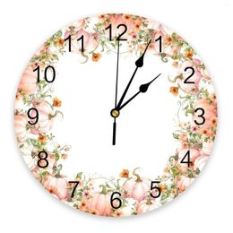 Wall Clocks Thanksgiving Pumpkin Autumn Clock Dinning Restaurant Cafe Decor Round Silent Home Decoration